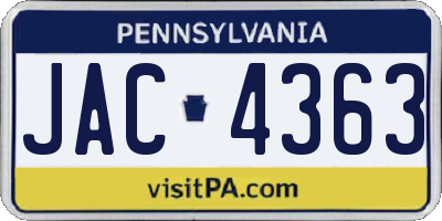 PA license plate JAC4363