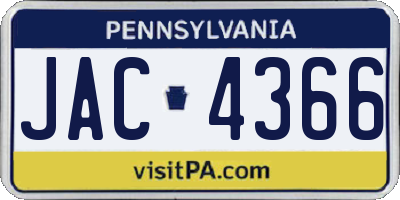 PA license plate JAC4366