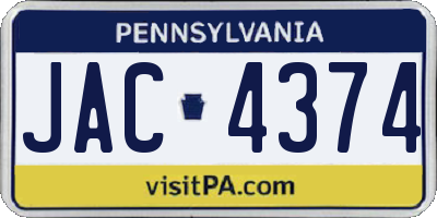 PA license plate JAC4374