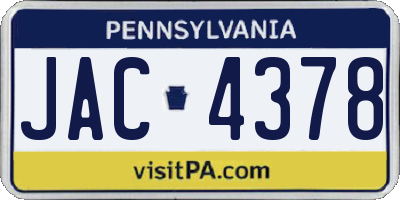 PA license plate JAC4378