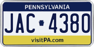 PA license plate JAC4380