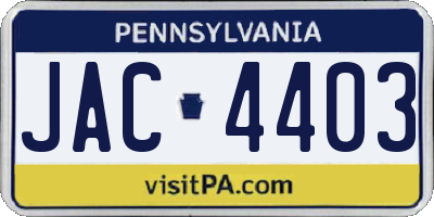 PA license plate JAC4403