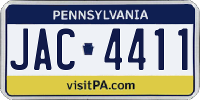 PA license plate JAC4411