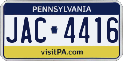 PA license plate JAC4416