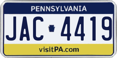 PA license plate JAC4419