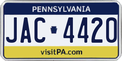 PA license plate JAC4420