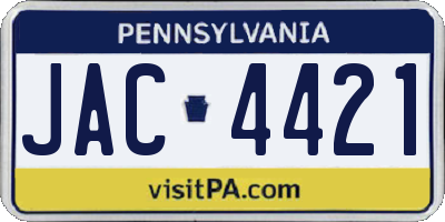 PA license plate JAC4421
