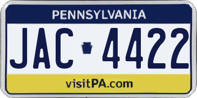 PA license plate JAC4422