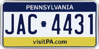 PA license plate JAC4431