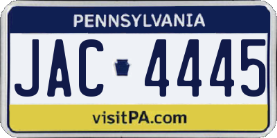 PA license plate JAC4445