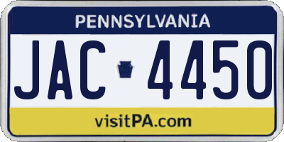 PA license plate JAC4450
