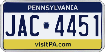 PA license plate JAC4451