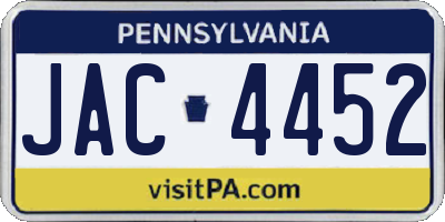 PA license plate JAC4452