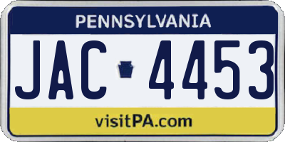 PA license plate JAC4453