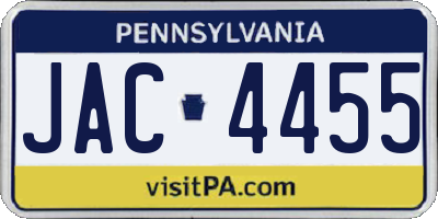 PA license plate JAC4455