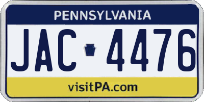 PA license plate JAC4476
