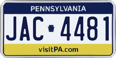 PA license plate JAC4481