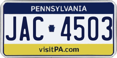 PA license plate JAC4503