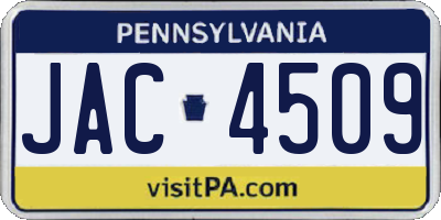 PA license plate JAC4509