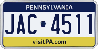 PA license plate JAC4511