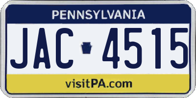 PA license plate JAC4515