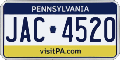 PA license plate JAC4520