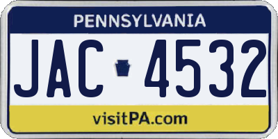 PA license plate JAC4532