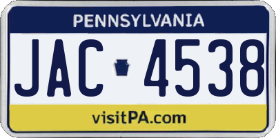 PA license plate JAC4538