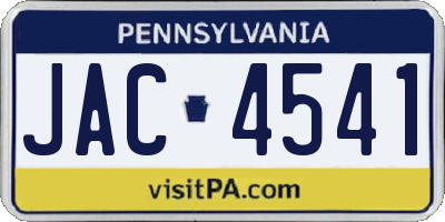 PA license plate JAC4541