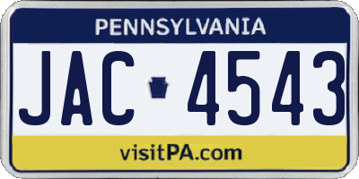 PA license plate JAC4543