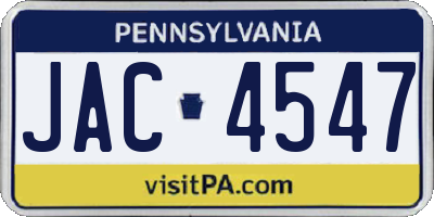 PA license plate JAC4547