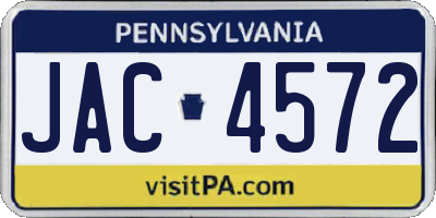 PA license plate JAC4572