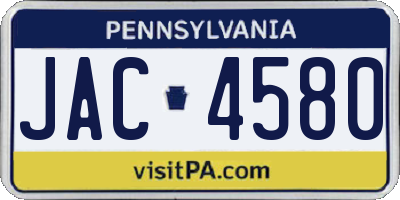 PA license plate JAC4580