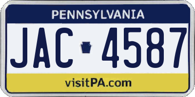 PA license plate JAC4587