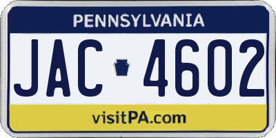 PA license plate JAC4602
