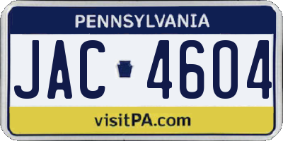 PA license plate JAC4604