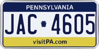 PA license plate JAC4605