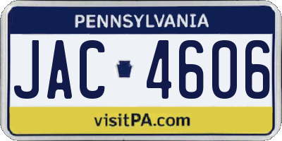 PA license plate JAC4606