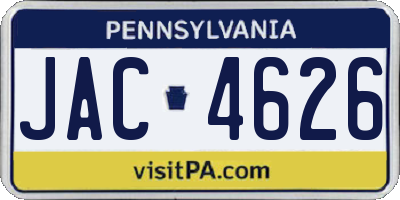 PA license plate JAC4626