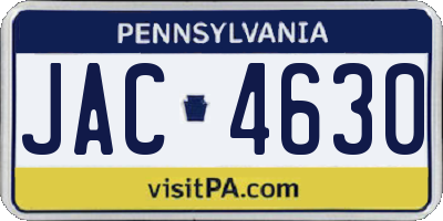 PA license plate JAC4630