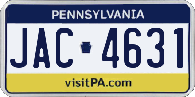 PA license plate JAC4631