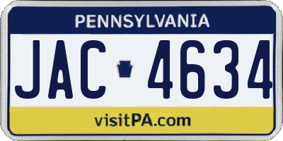 PA license plate JAC4634