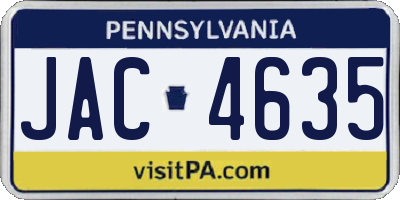 PA license plate JAC4635