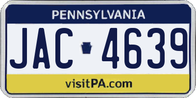 PA license plate JAC4639