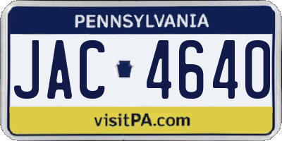PA license plate JAC4640