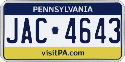 PA license plate JAC4643