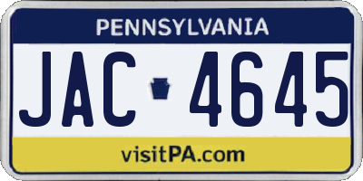 PA license plate JAC4645
