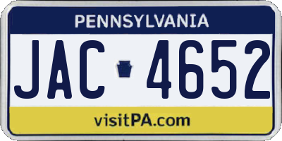 PA license plate JAC4652