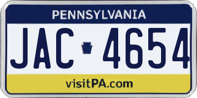 PA license plate JAC4654