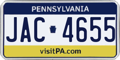 PA license plate JAC4655
